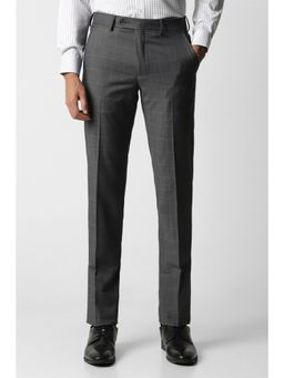 Van Heusen - Men Grey Check Slim Fit Formal Trouser