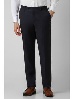 Van Heusen - Men Navy Blue Solid Slim Formal Trouser