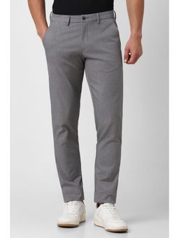 Van Heusen - Men Grey Textured Slim Fit Formal Trouser