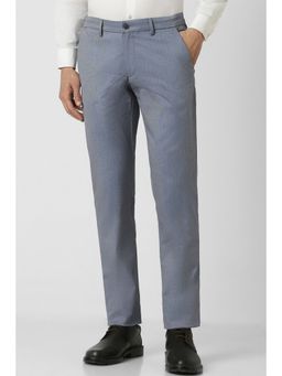 Van Heusen - Men Blue Textured Slim Fit Formal Trouser