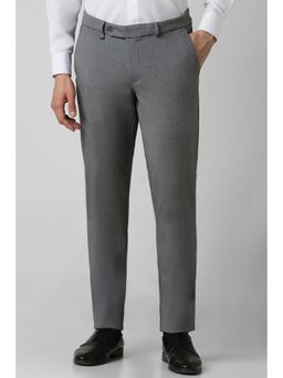 Van Heusen - Men Grey Textured Ultra Slim Fit Formal Trouser
