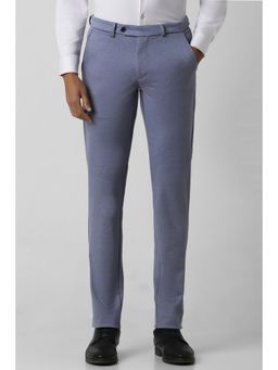 Van Heusen - Men Blue Textured Ultra Slim Fit Formal Trouser