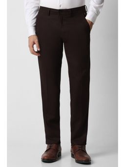Van Heusen - Men Maroon Textured Ultra Slim Fit Formal Trouser