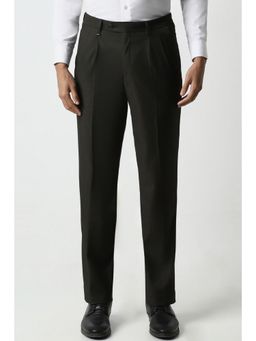Van Heusen - Men Black Solid Regular Fit Formal Trouser