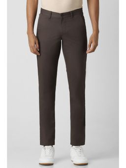 Van Heusen - Men Brown Textured Slim Casual Trouser