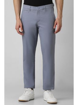 Van Heusen - Men Blue Solid Slim Fit Casual Trouser