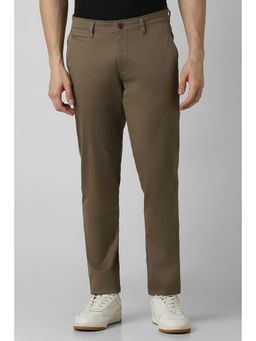 Van Heusen - Men Olive Solid Slim Fit Casual Trouser