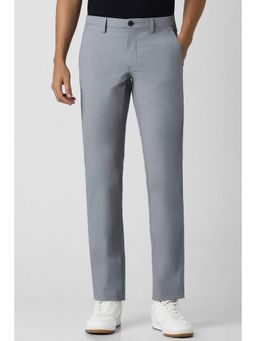 Van Heusen - Men Grey Textured Slim Fit Casual Trouser