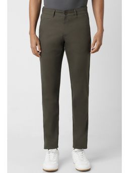 Van Heusen - Men Olive Textured Slim Fit Casual Trouser