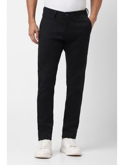 Van Heusen - Men Black Solid Slim Fit Casual Trouser