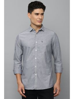 Allen Solly - Men Grey Slim Fit Textured Full Sleeves Casual Shirts