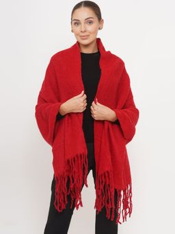 Fabnest - Womens Acrylic Red Solid Scarves