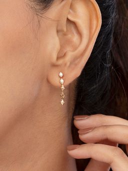 Mia by Tanishq - Sequin Glam Gold and Diamond Drop Earrings