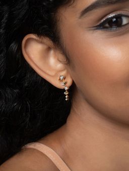 Mia by Tanishq - Sequin Sparkle Gold and Diamond Drop Earrings