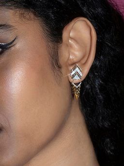 Mia by Tanishq - Zigzag Spark Gold and Diamond Drop Earrings