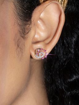 Mia by Tanishq - Groovy Glam Gold and Sapphire Stud Earrings