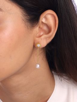 Mia by Tanishq - Serene Sunlit Pearl and Diamond Drop Earrings