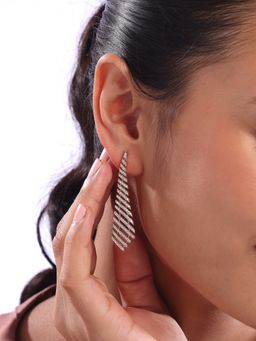 Mia by Tanishq - Geometric Glamour Gold and Diamond Drop Earrings