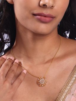 Mia by Tanishq - Ornate Bloom Gold and Diamond Necklace