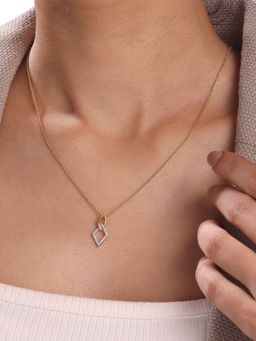 Mia by Tanishq - Geometric Frame Gold and Diamond Pendant