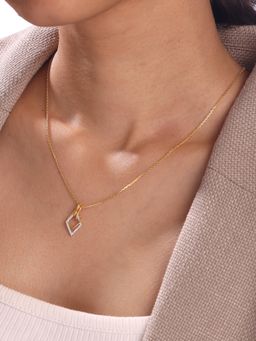 Mia by Tanishq - Geometric Charm Gold and Diamond Pendant