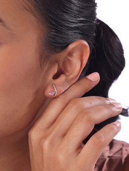 Mia by Tanishq - Delicate Rosebud Gold and Diamond Stud Earrings