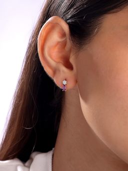 Mia by Tanishq - Amethyst Glam Gold and Diamond Stud Earrings