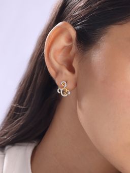 Mia by Tanishq - Floral Swirl Gold and Diamond Stud Earrings