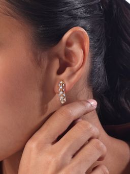 Mia by Tanishq - Intricate Lattice Gold and Diamond Stud Earrings