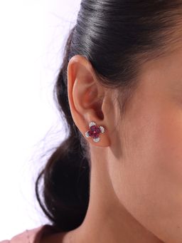 Mia by Tanishq - Trillion Sparkle Gold and Garnet Stud Earrings