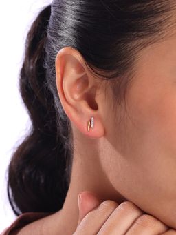 Mia by Tanishq - Sleek Sparkling Gold and Diamond Stud Earrings