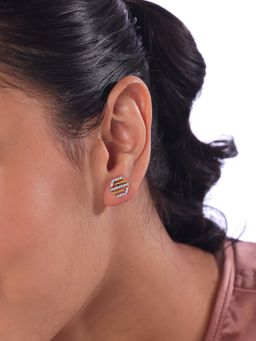 Mia by Tanishq - Hexagon Edge Gold and Diamond Stud Earrings