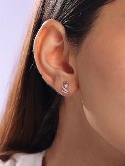 Mia by Tanishq - Elegant Swirl Gold and Diamond Stud Earrings