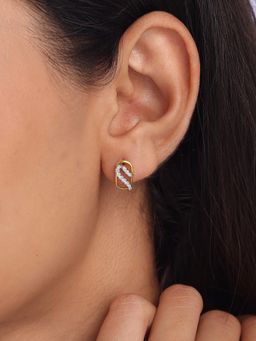 Mia by Tanishq - Modern Flow Gold and Diamond Stud Earrings