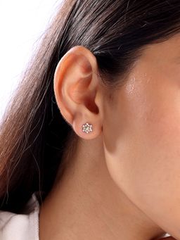 Mia by Tanishq - Gleaming Sunburst Gold and Diamond Stud Earrings