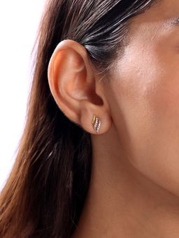 Mia by Tanishq - Timeless Swirl Gold and Diamond Stud Earrings