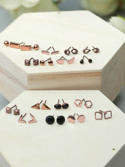 PRITA - Metallic Stud Earrings (Set of 16)