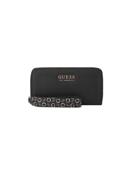 Guess - Black Solid Easley Medium Zip Around Wallet