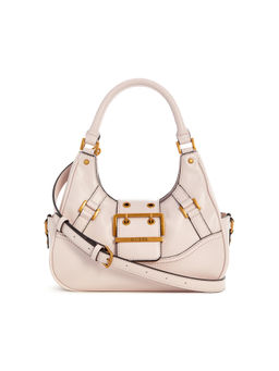 Guess - Cream Solid Decor Vintage Hobo Bag with Detachable Strap