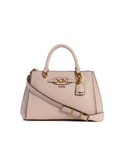 Guess - Pink Solid Malva Girlfriend Satchel Bag with Detachable Strap