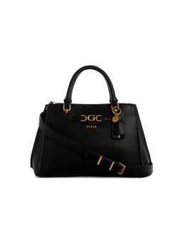 Guess - Black Solid Malva Girlfriend Satchel Bag with Detachable Strap