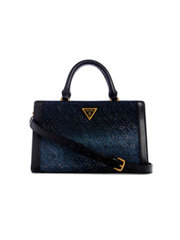 Guess - Navy Blue Monogram Dili Small Satchel Bag with Detachable Strap