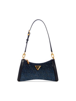 Guess - Navy Blue Embellished Dili Top Zip Shoulder Bag