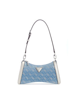 Guess - Blue Embellished Dili Top Zip Shoulder Bag