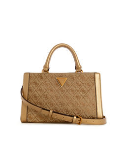 Guess - Gold Monogram Dili Small Satchel Bag with Detachable Strap