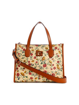 Guess - Brown Floral Silvana 2 Comp Tote Bag with Detachable Strap