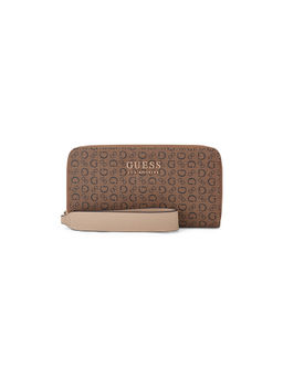 Guess - Brown Printed Easley Medium Zip Around Wallet