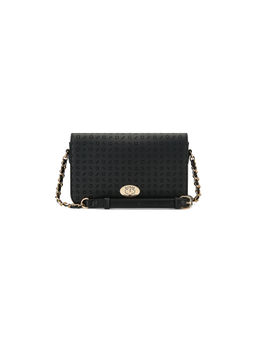 Guess - Black Monogram Ballantyne Mini Crossbody Flap Bag