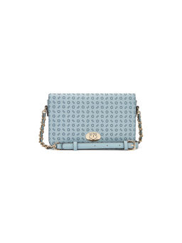 Guess - Blue Monogram Ballantyne Mini Crossbody Flap Bag