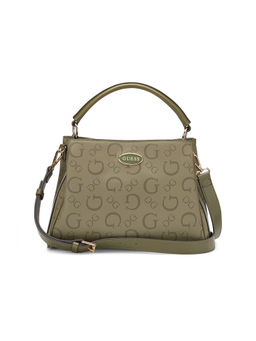 Guess - Olive Monogram Oakbank Satchel Bag with Detachable Strap